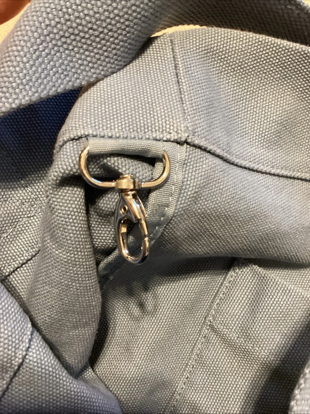 FIGS Slate Blue Canvas Messenger Tote with Yellow Accent